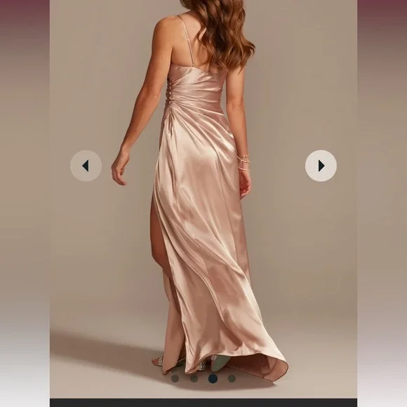 NWT Dusty Sage Charmeuse Draped Strappy Dress Galina Signature Bridesmaid 14 - Picture 9 of 9